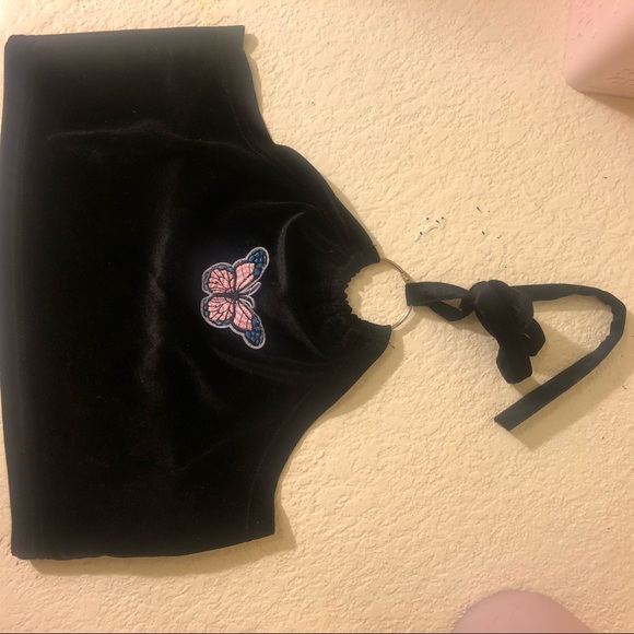 Velvet butterfly halter top - Picture 4 of 8